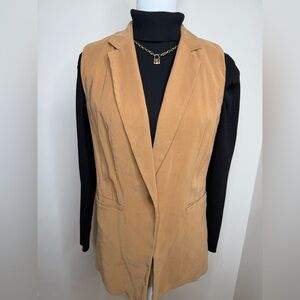 Women's Tan Sleeveless Blazer Vest